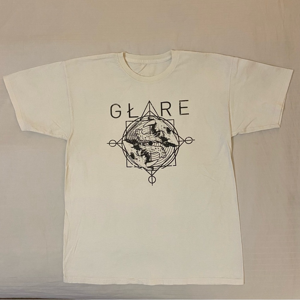 Cream Tee Glare Sphere Sabercat Fossil Spiral Graphic Black & Cream sz M